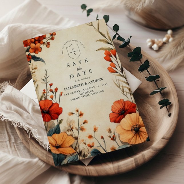 Boho Autumn Floral Wedding Save The Date (Creator Uploaded)