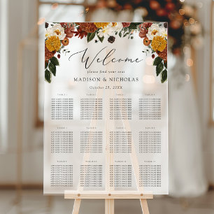 Boho Autumn Floral Wedding Seating Chart