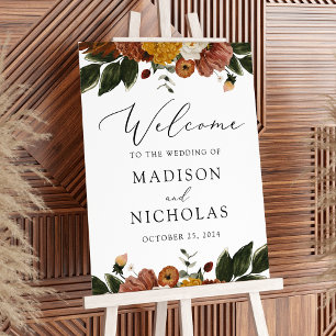 Boho Autumn Floral Wedding Welcome Foam Board