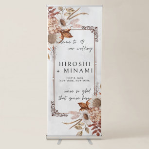 Boho Autumn Floral Wedding Welcome Retractable Banner