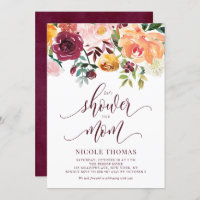 Boho Autumn Flowers Garland Script Baby Shower Invitation