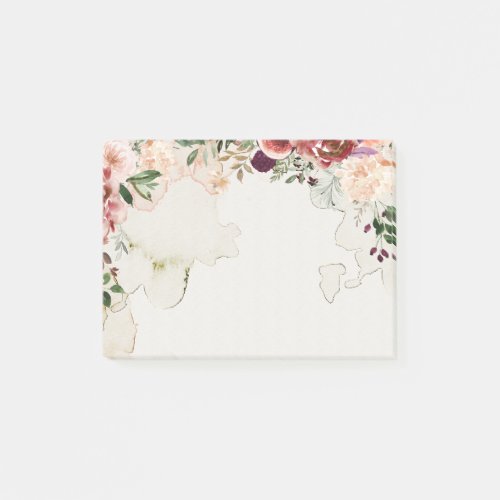Boho Autumn Flowers Tea Stained Background Post_it Notes