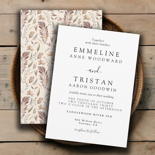 Boho Autumn Foliage  Botanical Wedding Invitation