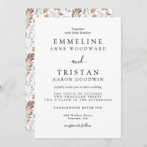 Boho Autumn Foliage  Botanical Wedding Invitation