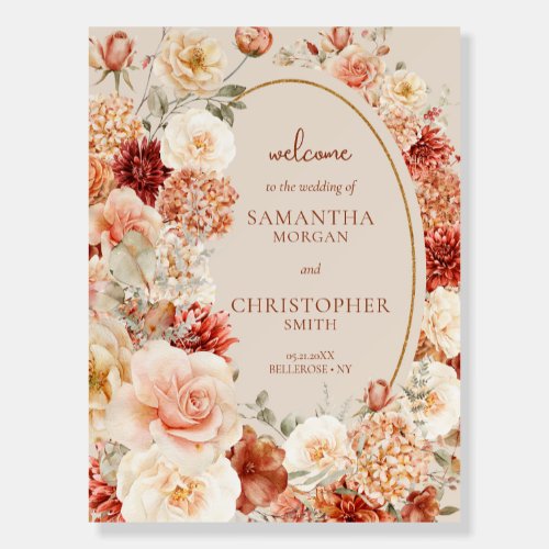 Boho autumn garden spices orange beigе welcome foam board