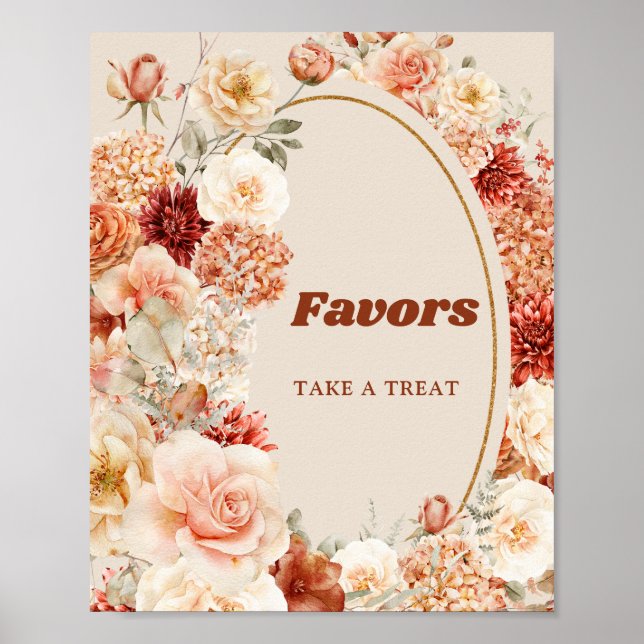 Boho autumn garden spices orange beige rust favors poster (Front)