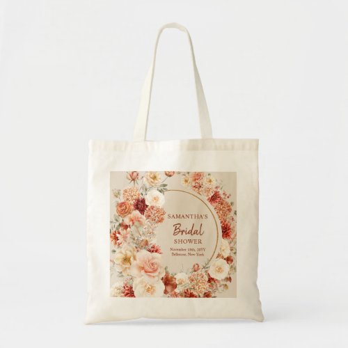 Boho autumn garden spices orange beige rust tote bag