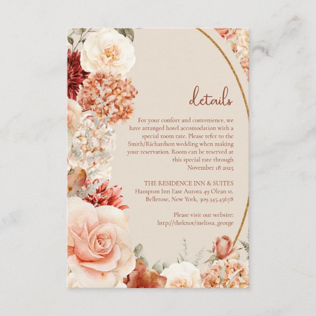 Boho autumn garden spices orange blush details enclosure card (Front)