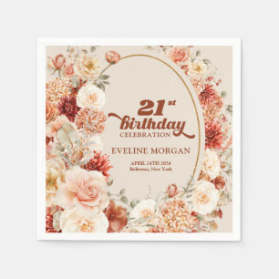 Boho autumn garden spices orange tan 21st birthday napkins