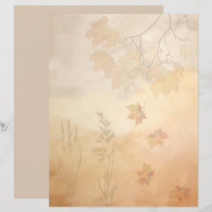Boho Autumn Leaves and Grass Scrapbook Paper