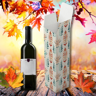 Boho Autumn Leaves Pattern scandinavian style Wine Box