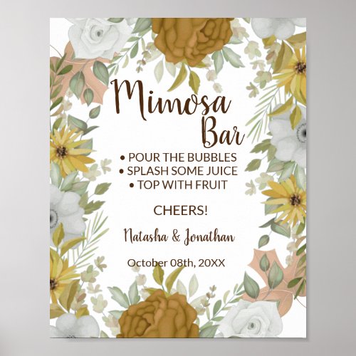 Boho Autumn Mimosa Bar Bridal Shower Wedding Sign