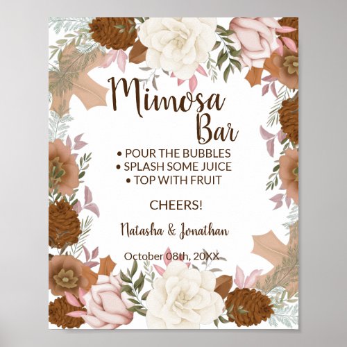 Boho Autumn Mimosa Bar Bridal Shower Wedding Sign