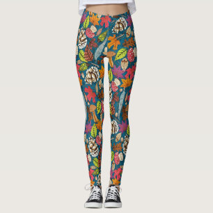 boho autumn peacock leggings