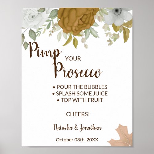 Boho Autumn Pimp your Prosecco Bridal Shower Sign