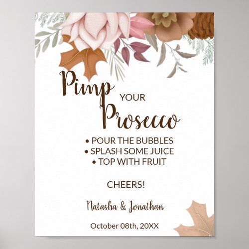 Boho Autumn Pimp your Prosecco Bridal Shower Sign