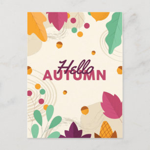 Boho Autumn Season with Leaves Holiday Postcard