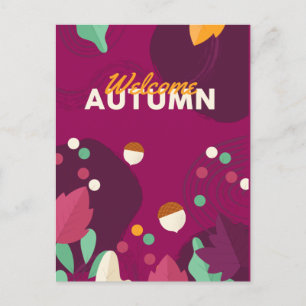 Boho Autumn Season with Leaves Holiday Postcard