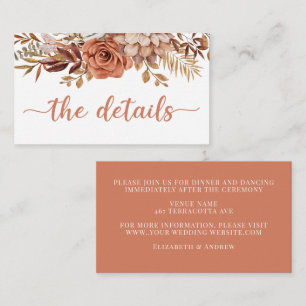 Boho Autumn Terracotta Wedding Details Enclosure Card