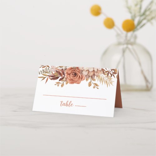 Boho Autumn Terracotta Wedding Details Place Card