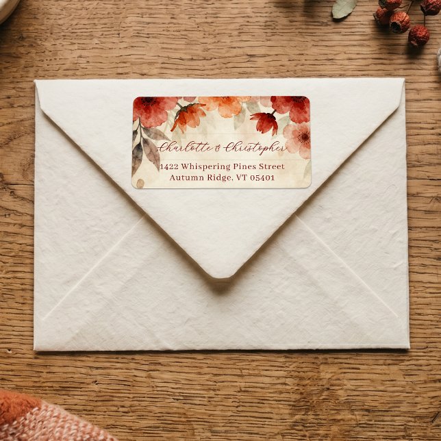 Boho Autumn Watercolor Floral Terracotta Wedding Label (Creator Uploaded)