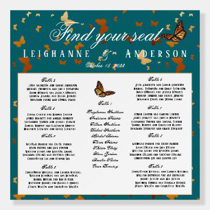 Boho Autumn Wedding Burnt Orange Teal Butterfly Foam Board