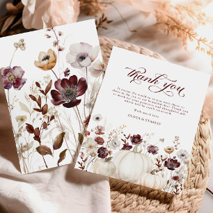 Boho Autumn Wedding Thank You Cards