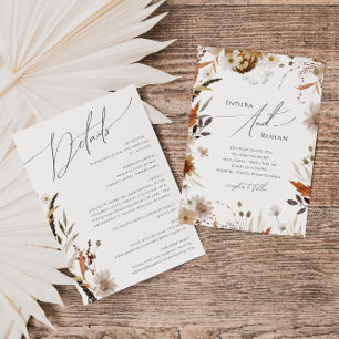 Boho Autumn Wildflower All In One Wedding Invitation