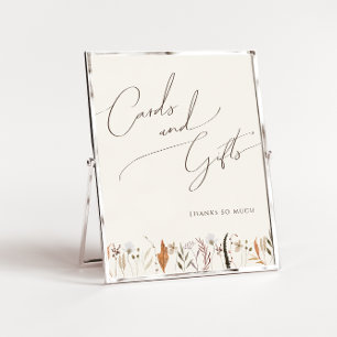Boho Autumn Wildflower Beige Cards and Gifts Sign