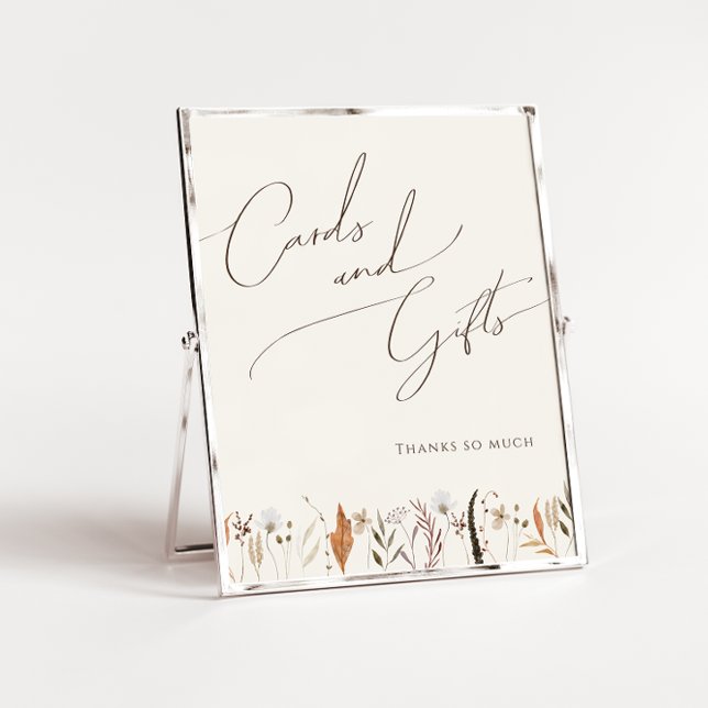 Boho Autumn Wildflower Beige Cards and Gifts Sign (Creator Uploaded)