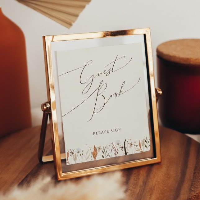 Boho Autumn Wildflower | Beige Guest Book Sign (Creator Uploaded)