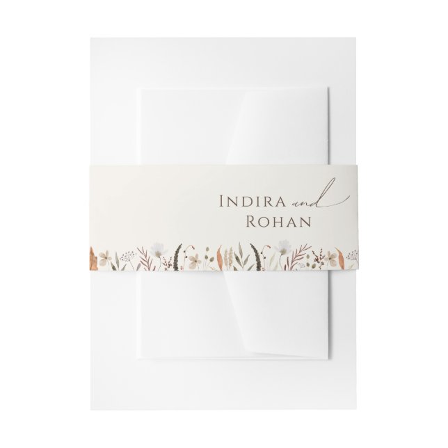 Boho Autumn Wildflower | Beige Invitation Belly Band (Front Example)