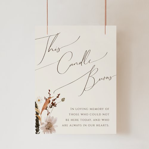 Boho Autumn Wildflower  Beige This Candle Burns Poster