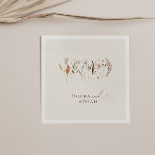 Boho Autumn Wildflower   Beige Wedding Napkins