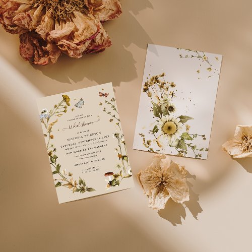 Boho Autumn Wildflower  Botanical Bridal Shower  Invitation