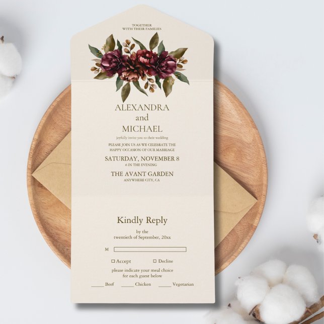 Boho Autumn Wildflower Botanical Wedding  All In One Invitation (Creator Uploaded)