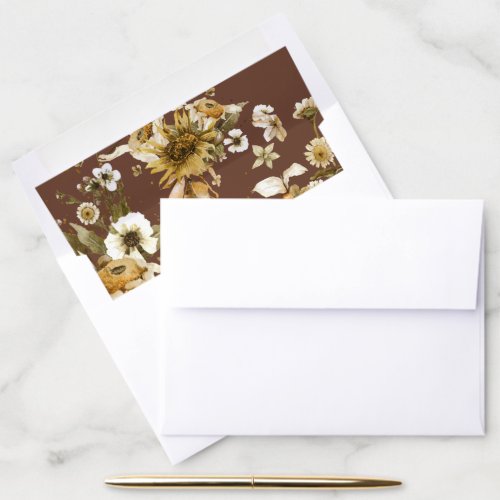 Boho Autumn Wildflower  Botanical Wedding Envelope Liner