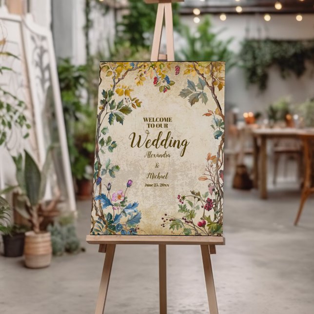 Boho Autumn Wildflower Botanical Wedding  Foam Board (Creator Uploaded)