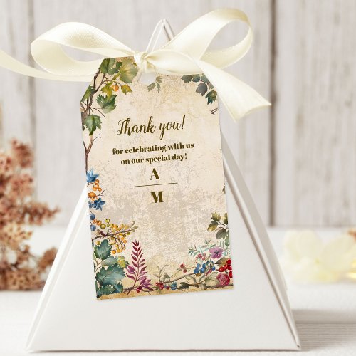 Boho Autumn Wildflower Botanical Wedding  Gift Tags