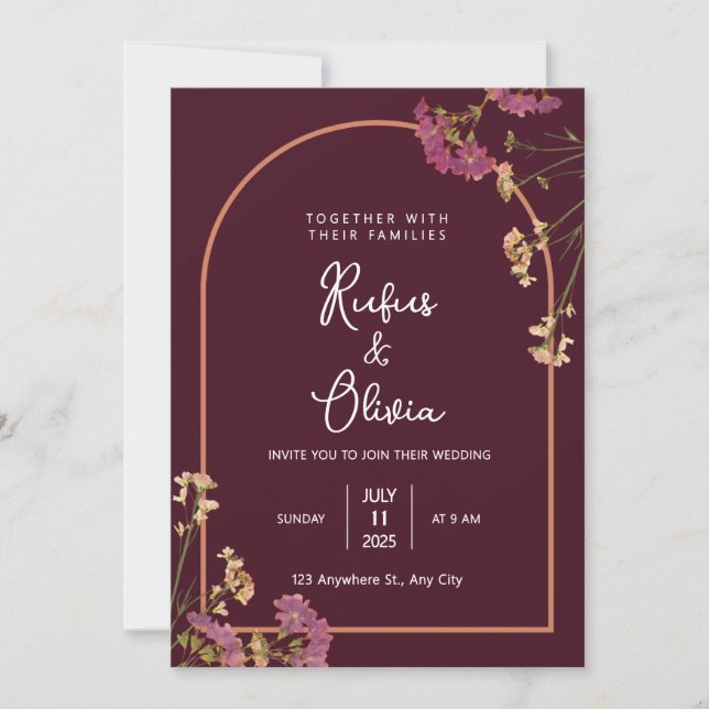 Boho Autumn Wildflower | Botanical Wedding  Invitation (Front)