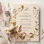 Boho Autumn Wildflower | Botanical Wedding Invitation<br><div class="desc">Rustic dried grass, leaves, and vintage dried pressed wildflowers. Sage green leaves, rust copper accents, and floral earth tones brings a natural and organic feel to the palette. While neutral champagne and white add a touch of elegance and sophistication. Muted tones keep the look minimal —​ perfect for outdoor boho,...</div>