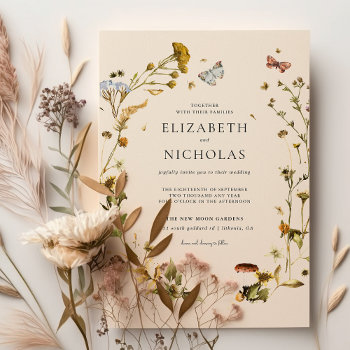 Boho Autumn Wildflower | Botanical Wedding Invitation by IYHTVDesigns at Zazzle