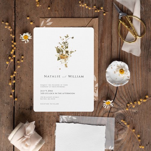 Boho Autumn Wildflower  Botanical Wedding Invitation
