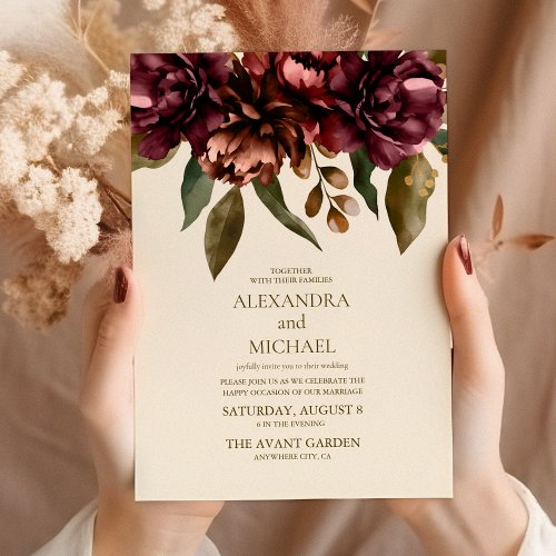 Boho Autumn Wildflower Botanical Wedding  Invitation