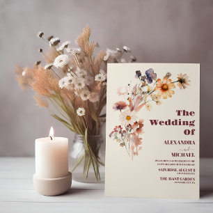 Boho Autumn Wildflower Botanical Wedding Invitation