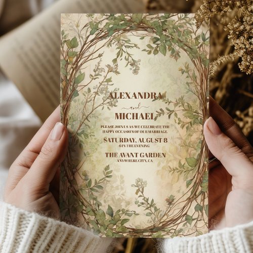 Boho Autumn Wildflower Botanical Wedding Invitation