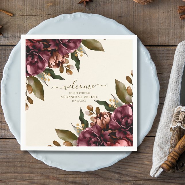 Boho Autumn Wildflower Botanical Wedding  Napkins (Creator Uploaded)
