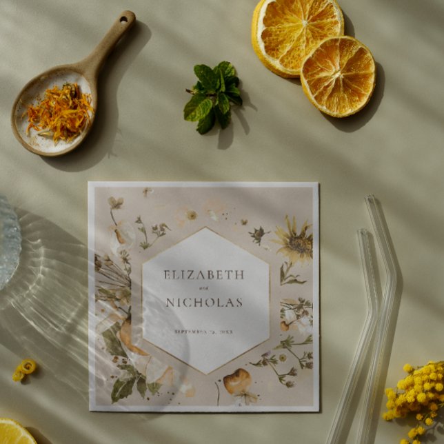 Boho Autumn Wildflower | Botanical Wedding Napkins (Creator Uploaded)