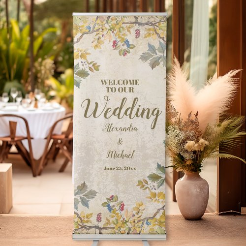 Boho Autumn Wildflower Botanical Wedding  Retractable Banner