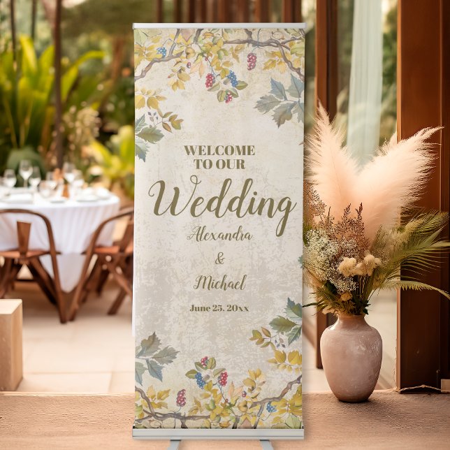 Boho Autumn Wildflower Botanical Wedding  Retractable Banner (Creator Uploaded)